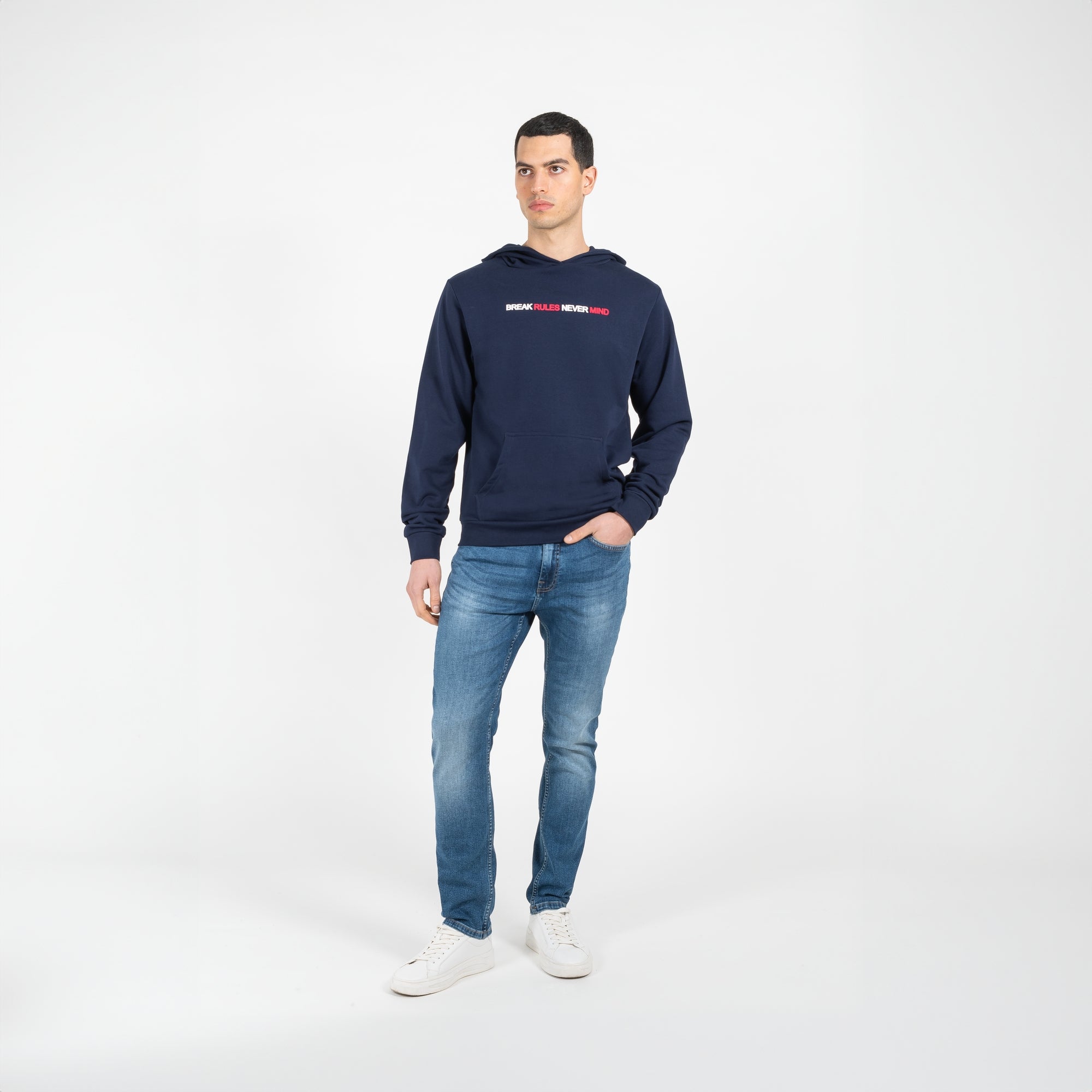 Felpa con cappuccio e stampa davanti narrow