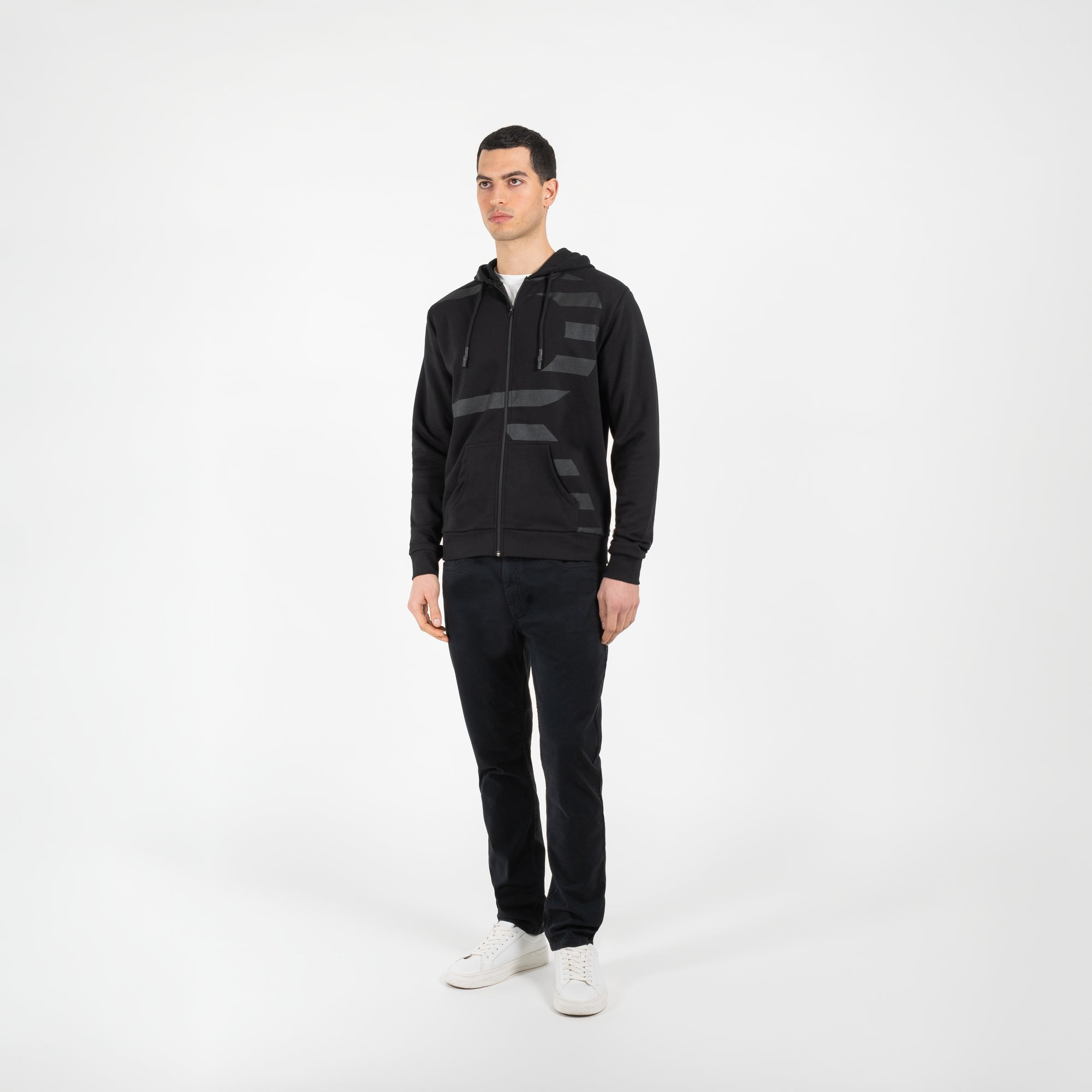 Felpa full zipper con cappuccio narrow