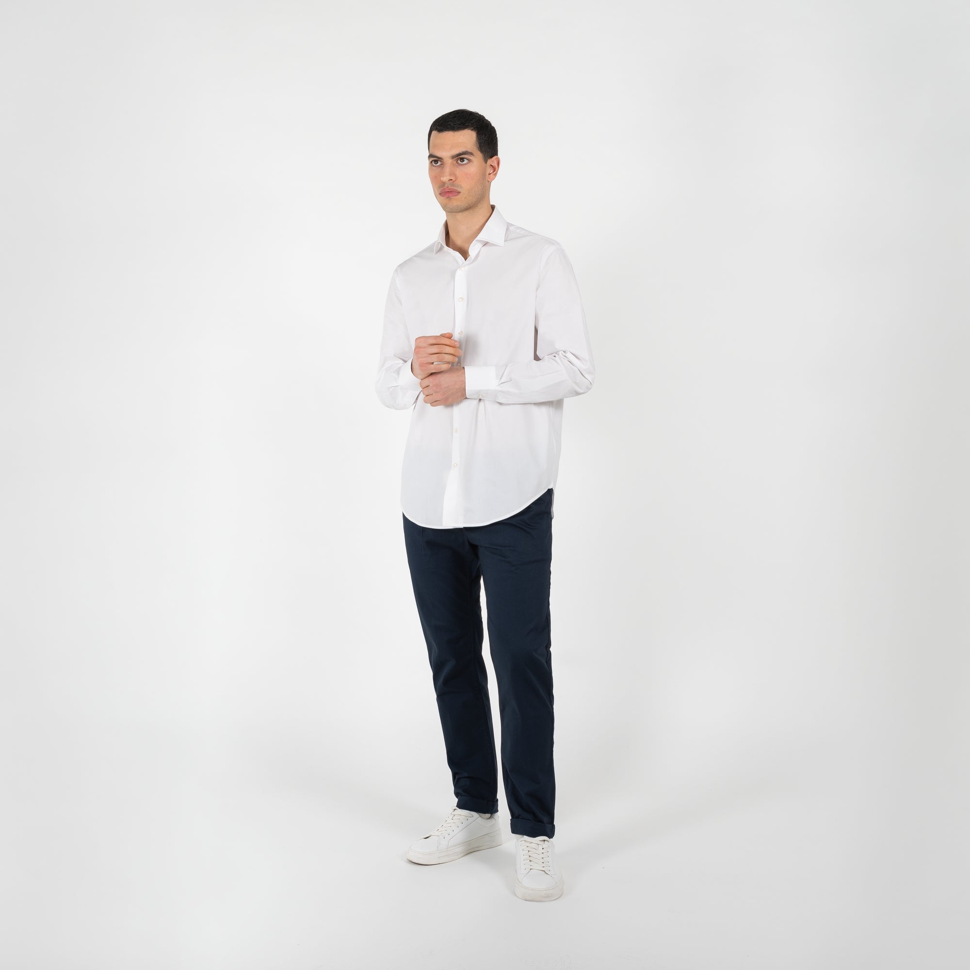 Camicia popeline collo francese regular fit