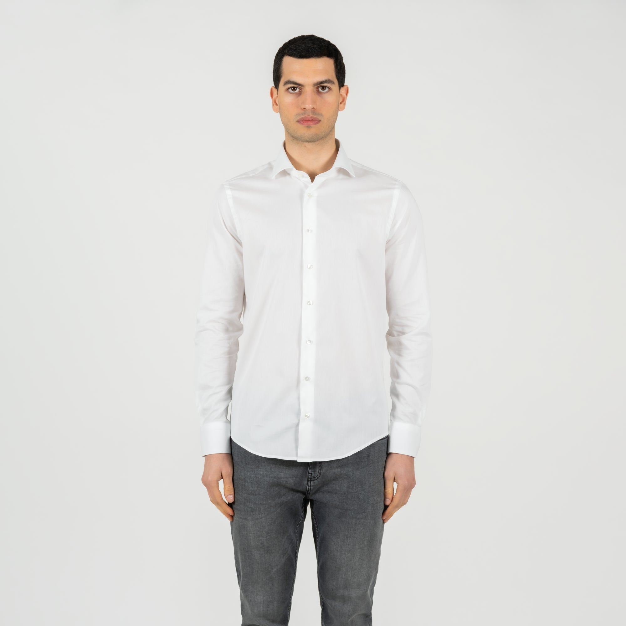 Camicia twill collo francese