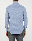 Camicia popeline a righe collo francese regular fit