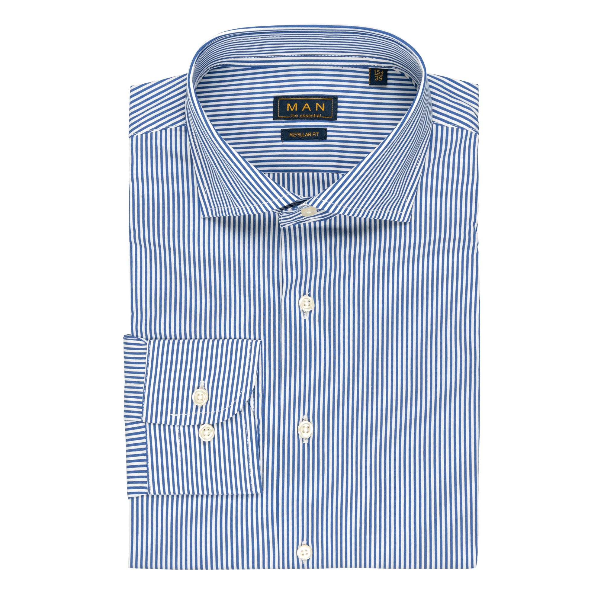 Camicia popeline a righe collo francese regular fit