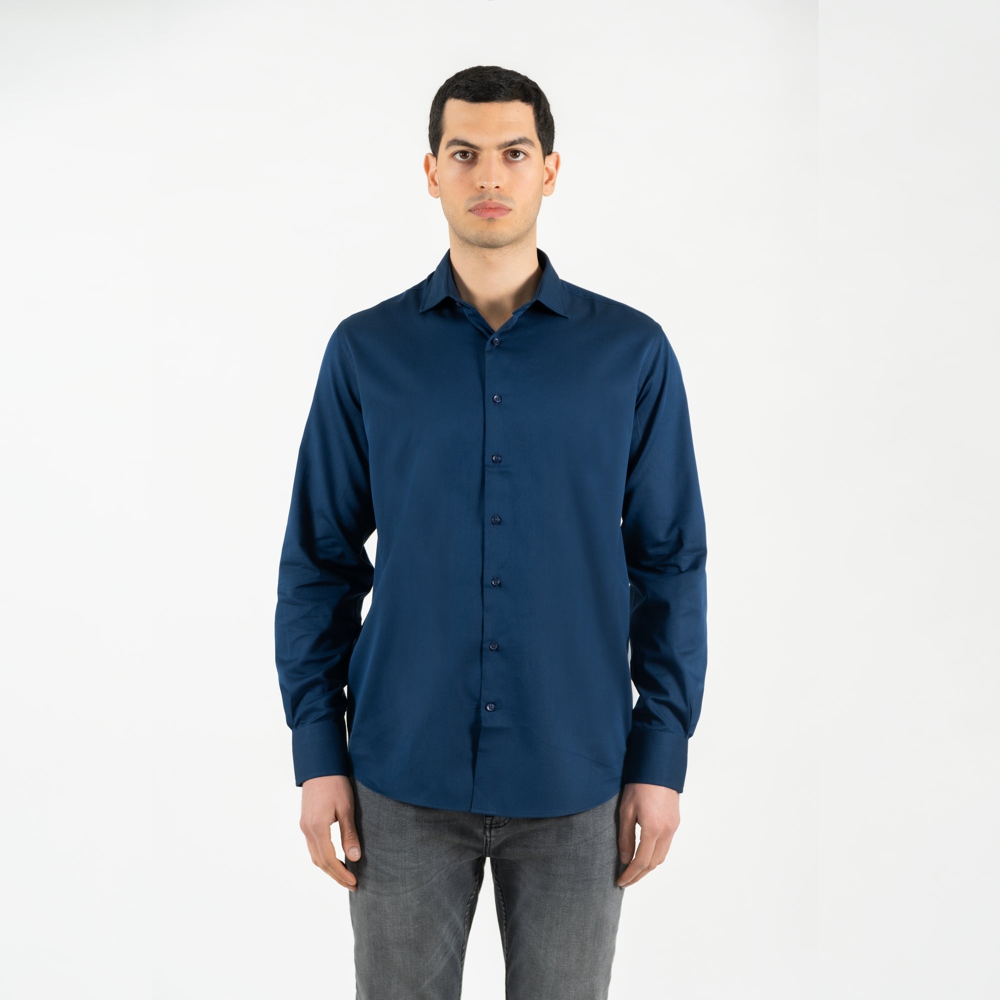 Camicia twill collo francese