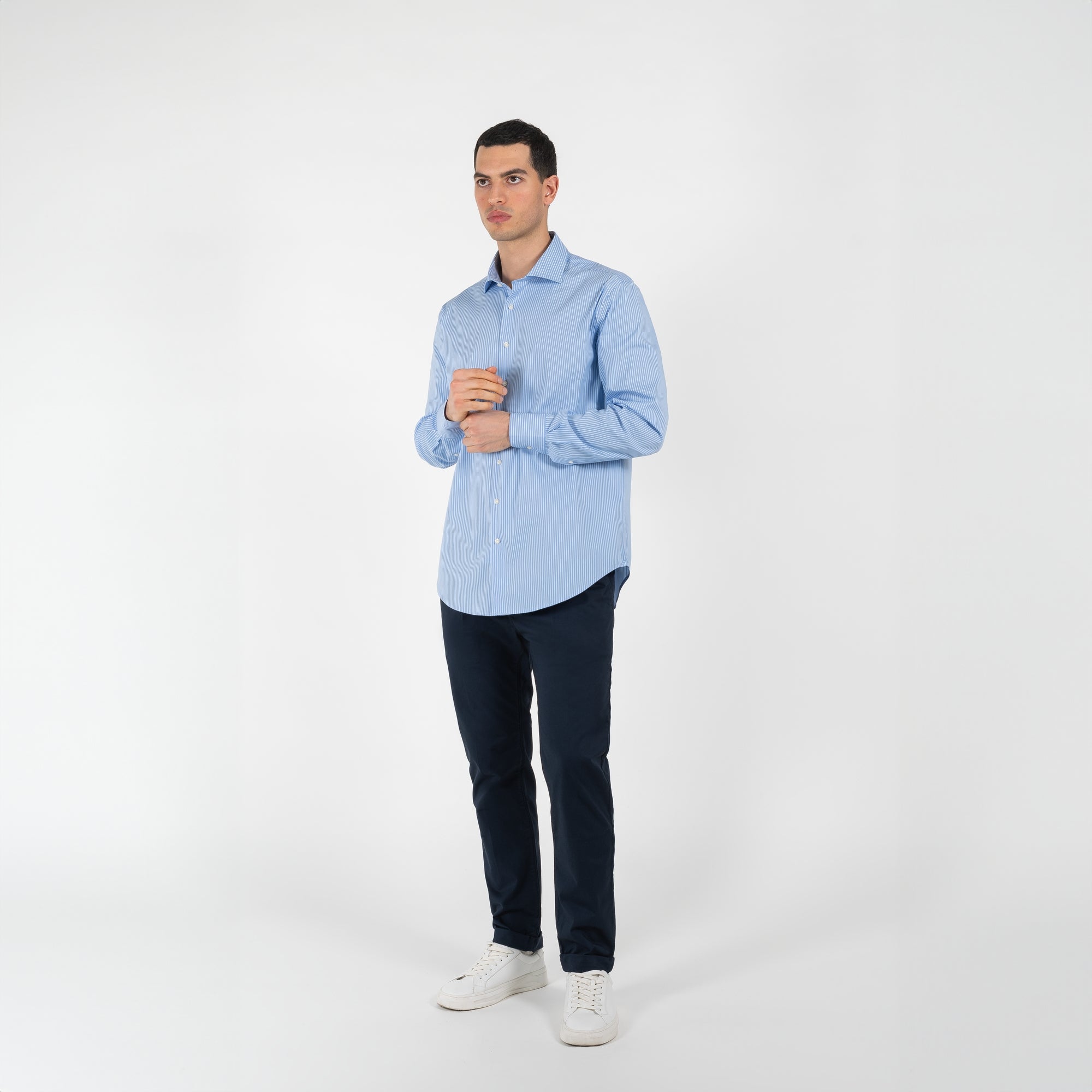 Camicia a righe collo francese