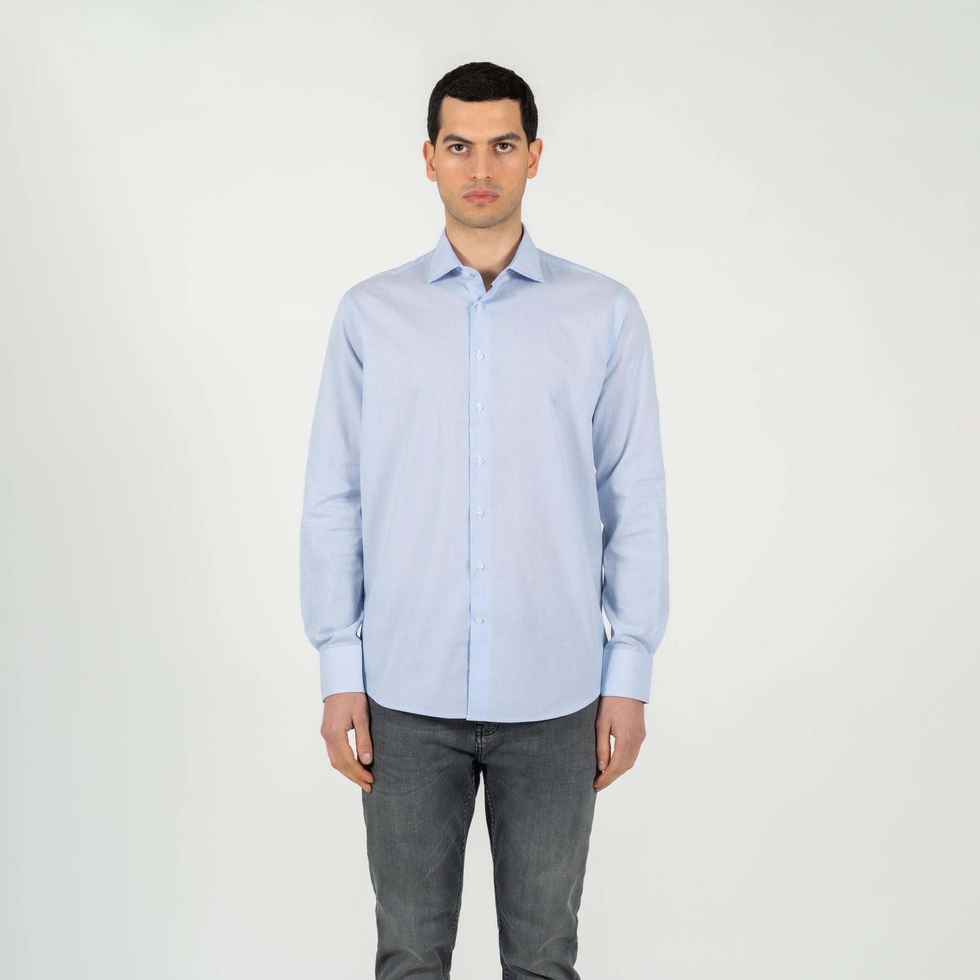 Camicia a righe collo francese