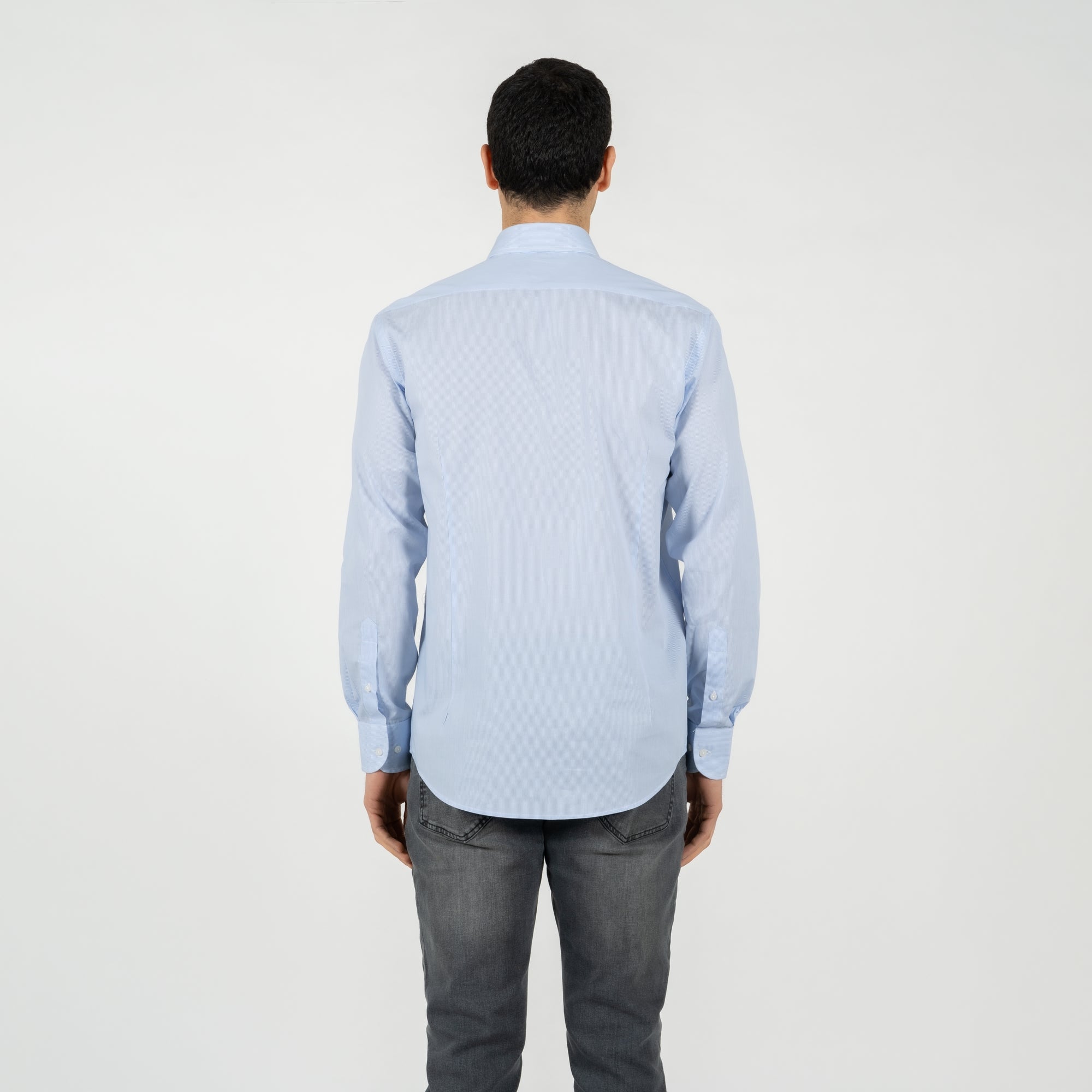 Camicia popeline a righe collo francese regular fit