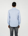 Camicia popeline a righe collo francese regular fit
