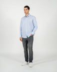 Camicia popeline a righe collo francese regular fit