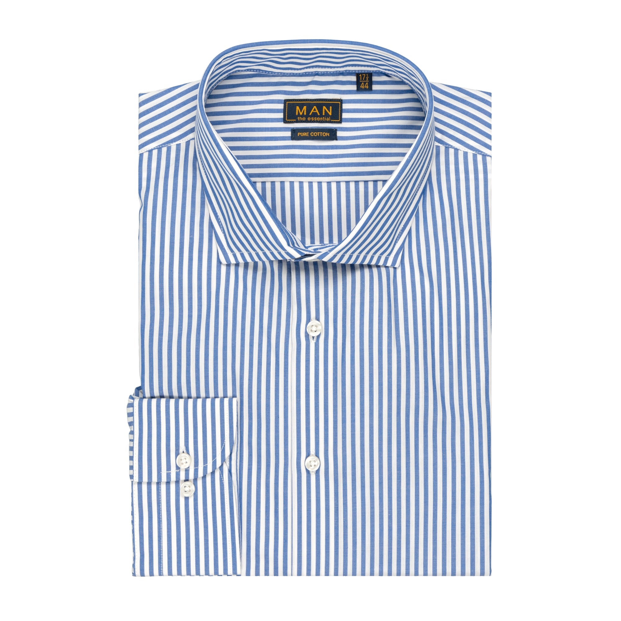 Camicia popeline a righe collo francese regular fit