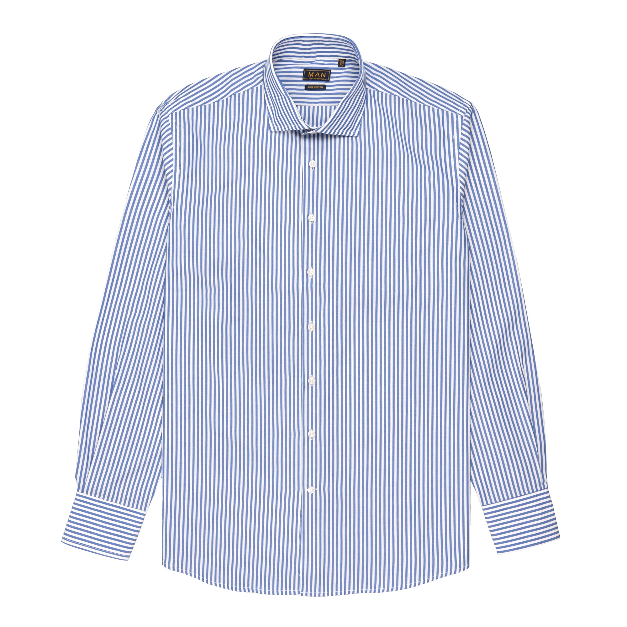 Camicia popeline a righe collo francese regular fit