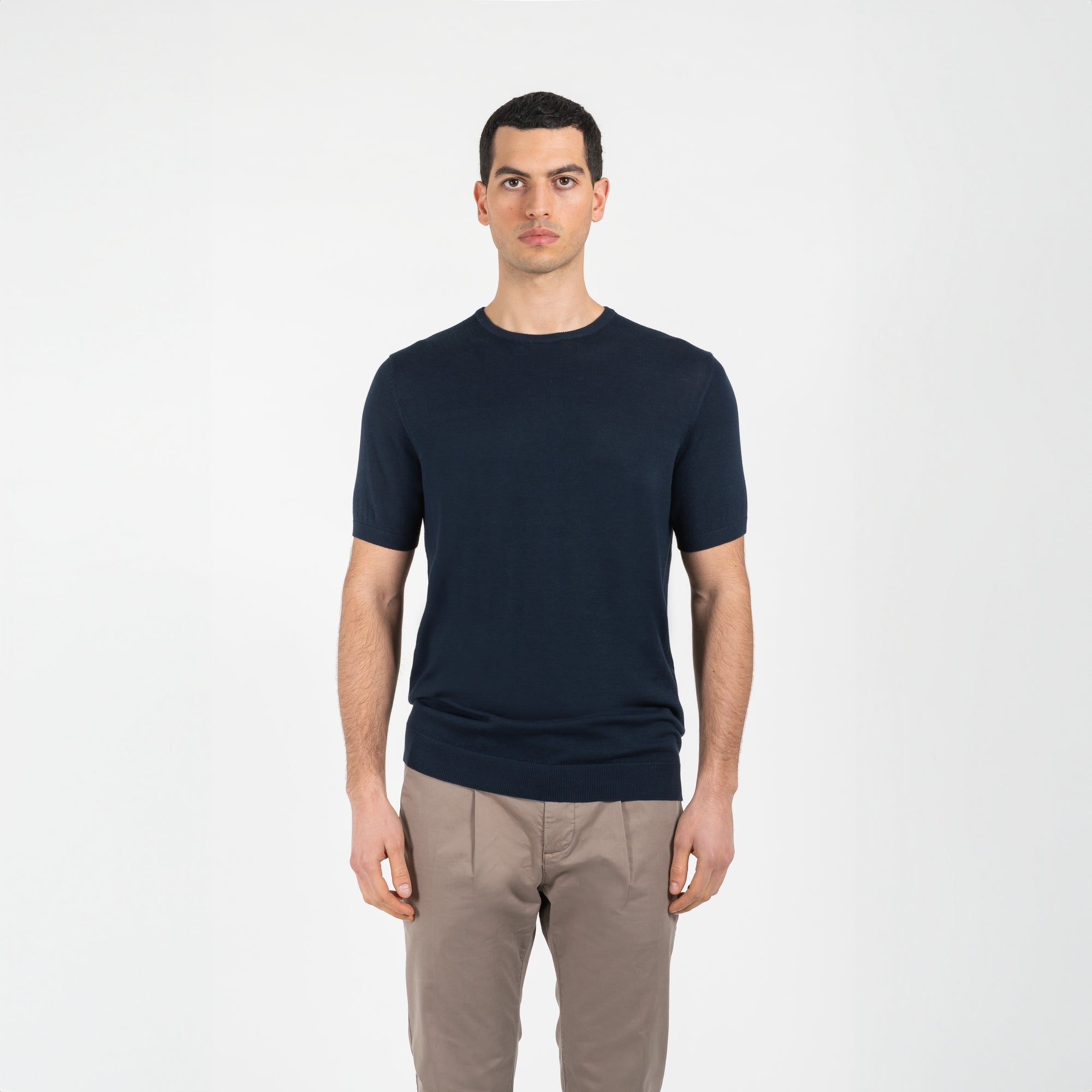 Maglia girocollo mezza manica in cotone