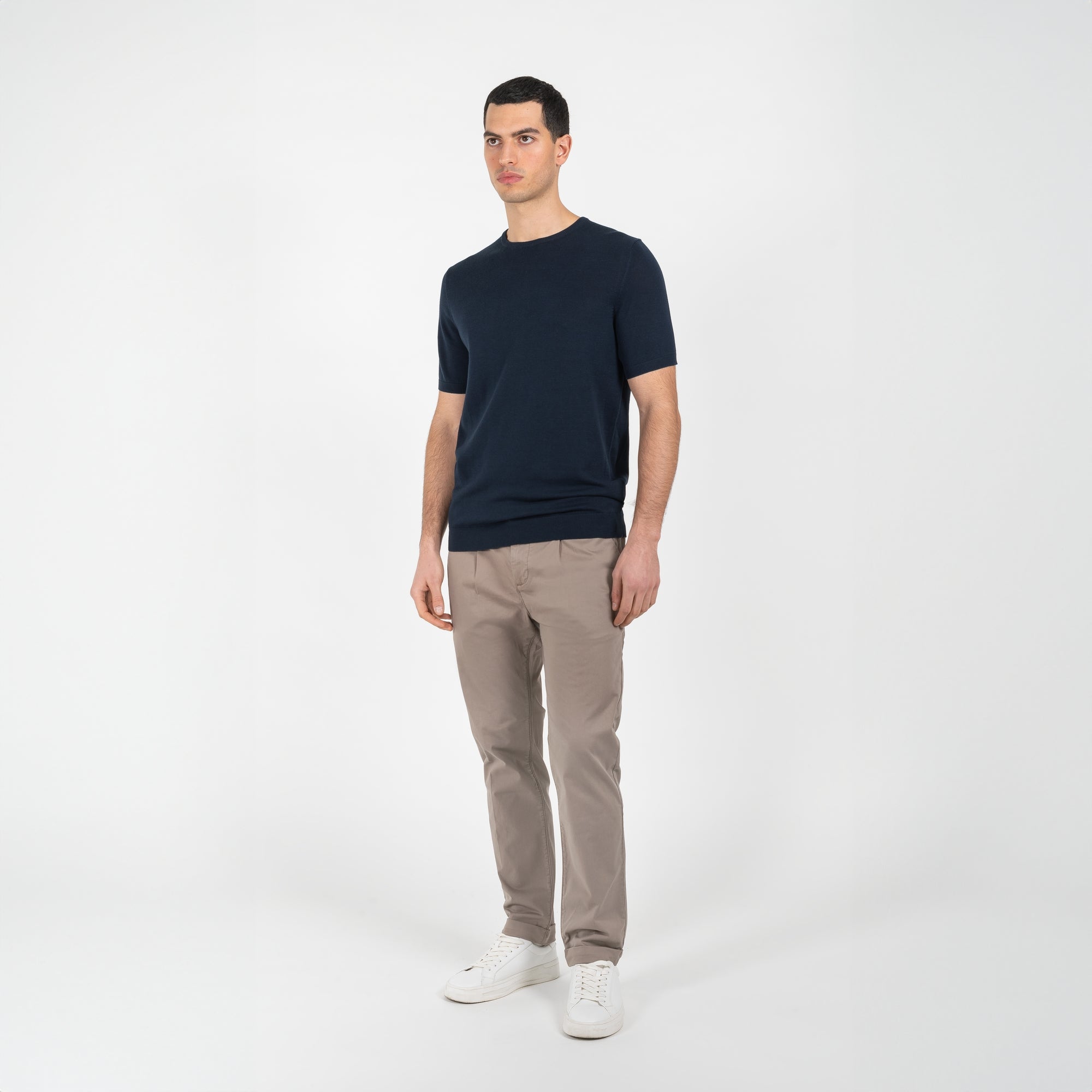 Maglia girocollo mezza manica in cotone