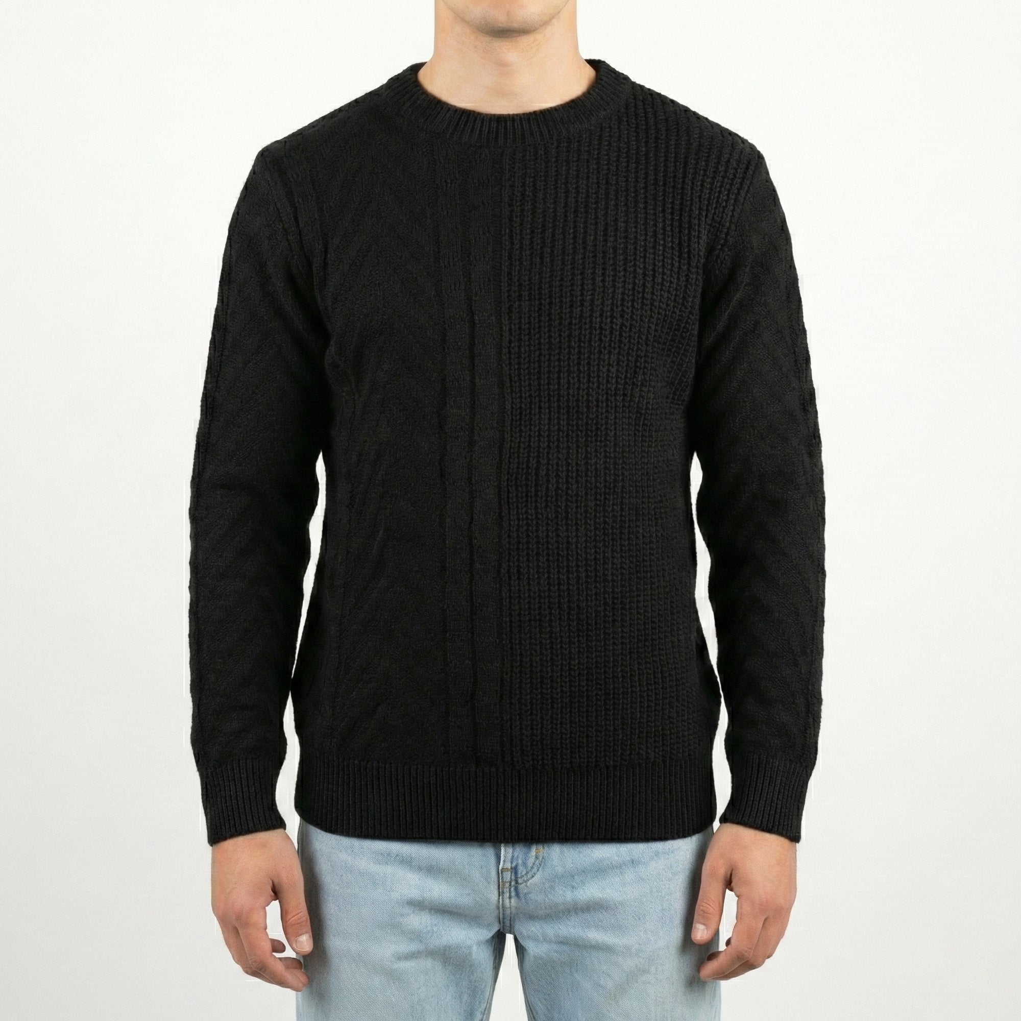 Maglia girocollo con intarsio laterale