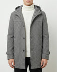 Cappotto pied de poule con cappuccio
