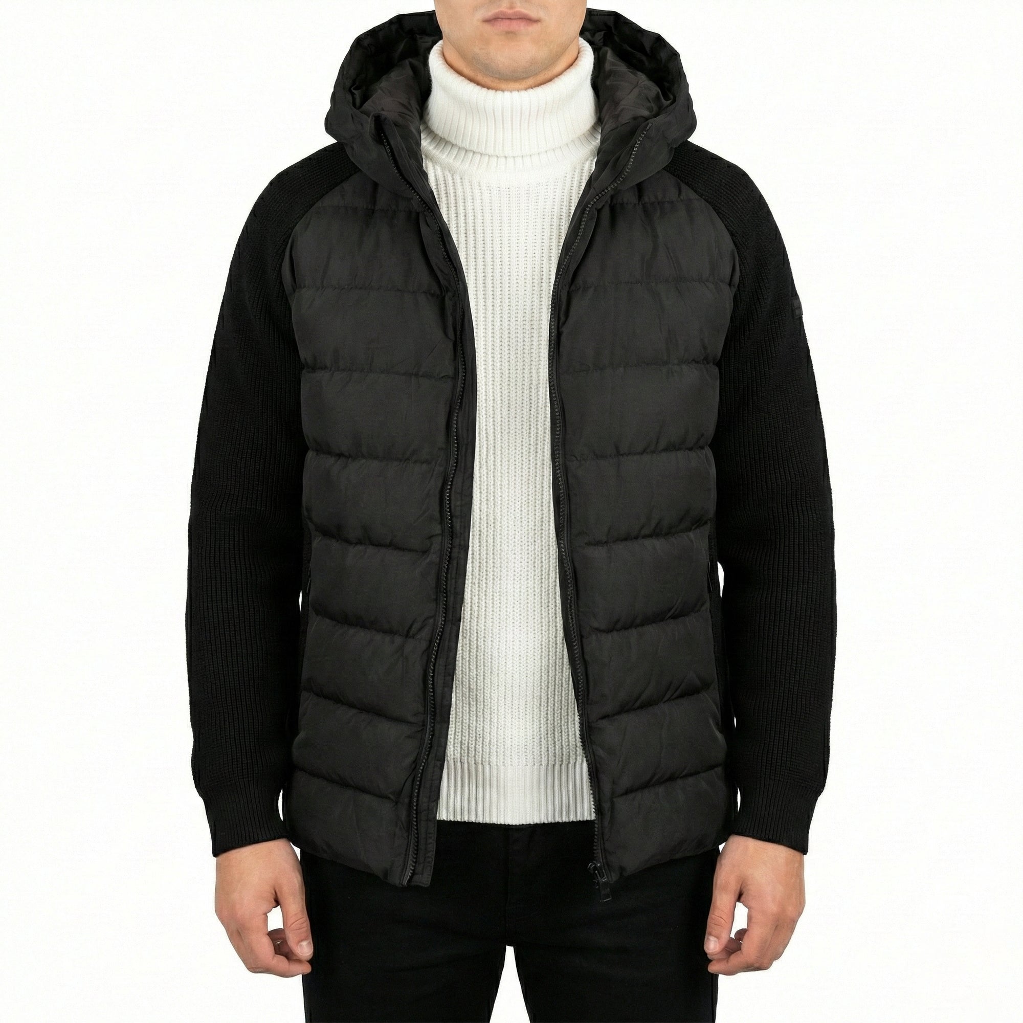 Giubbino con cappuccio e maniche in maglia