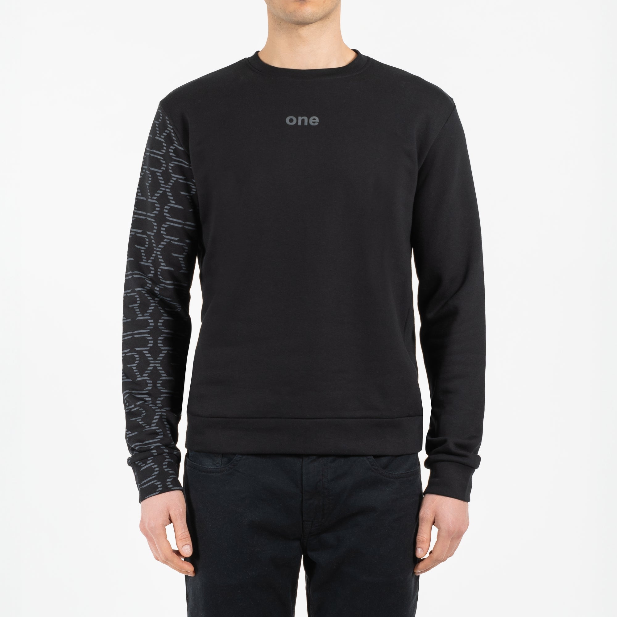 Felpa girocollo con stampa sulla manica narrow 